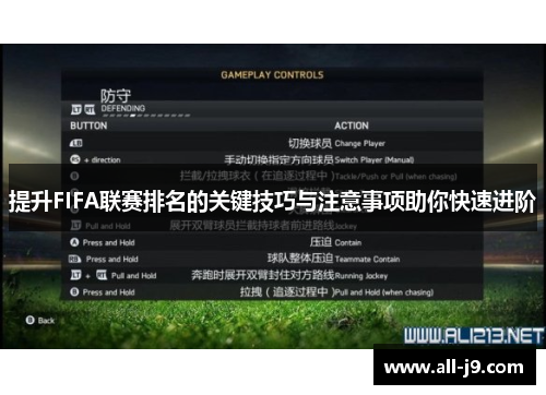 提升FIFA联赛排名的关键技巧与注意事项助你快速进阶